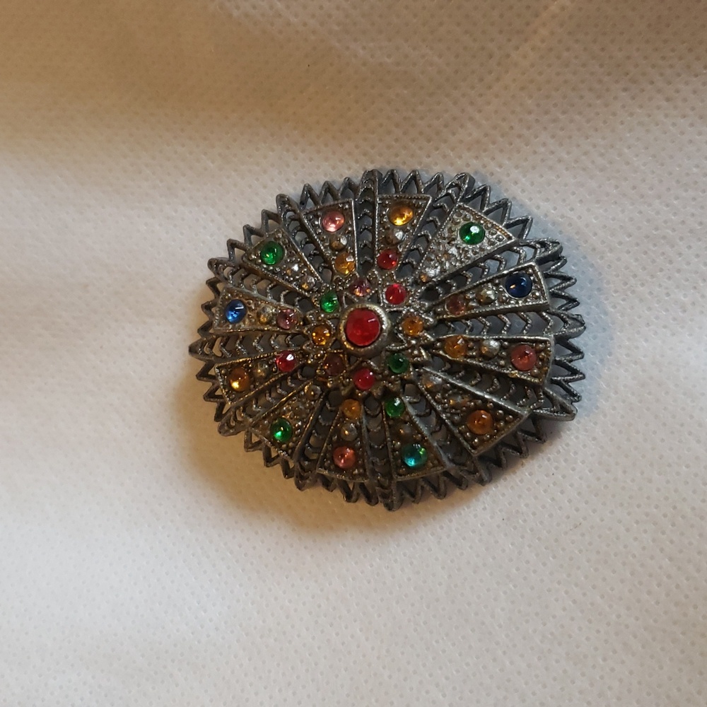 HOST PICK Antique Multicolor Crystal Sparkles Gemstone Brooch
